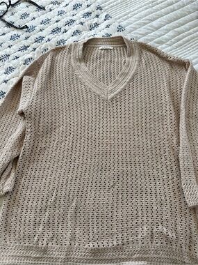 Z Supply Light Beige V-Neck Knit Sweater